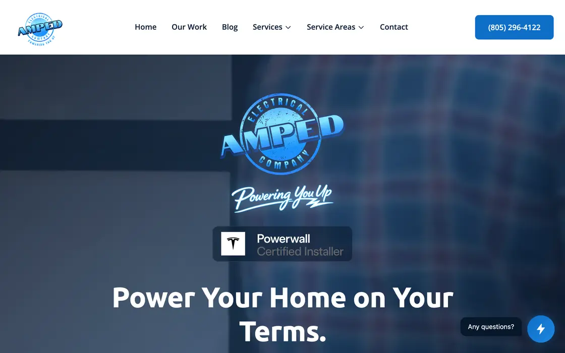 Amped Electrical website homepage