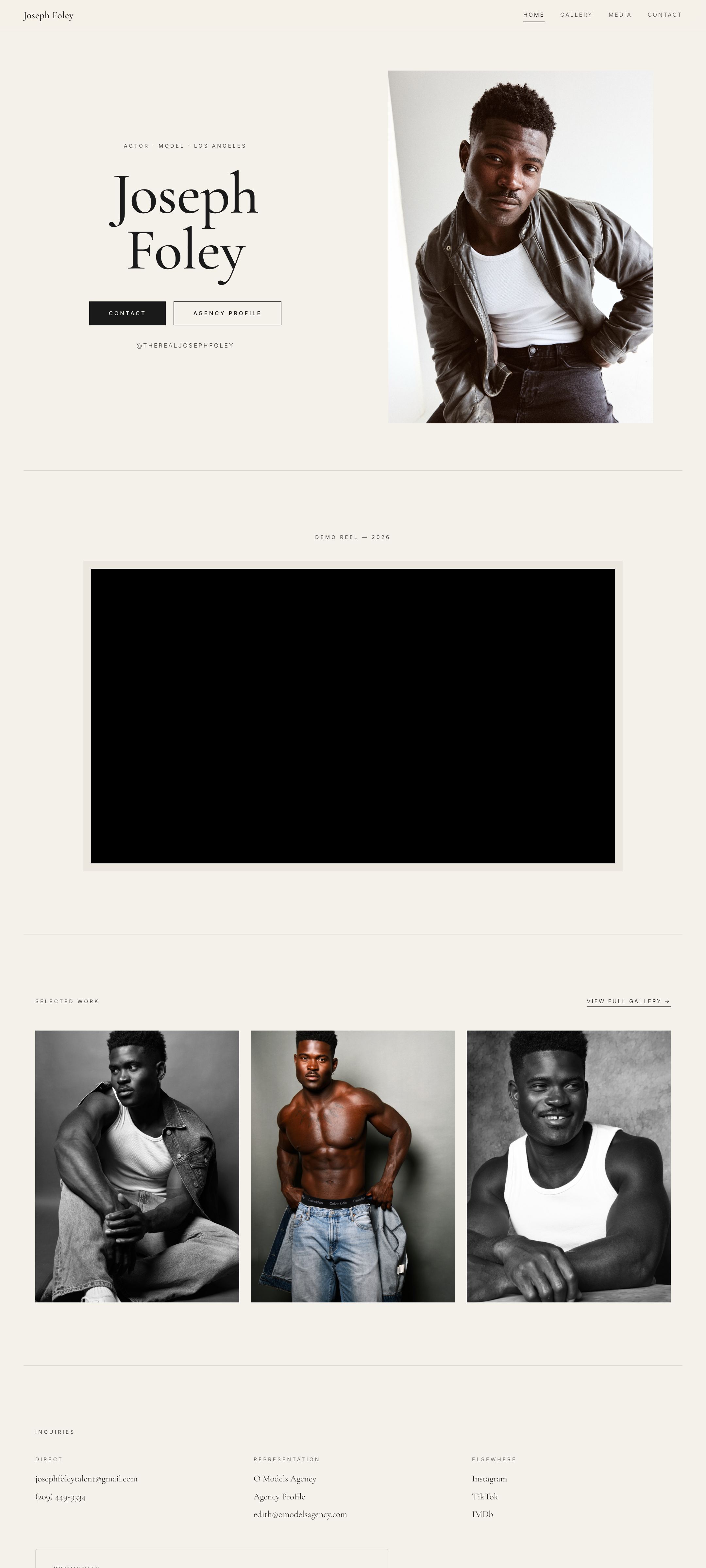 Joseph Foley portfolio website — actor and model, Los Angeles